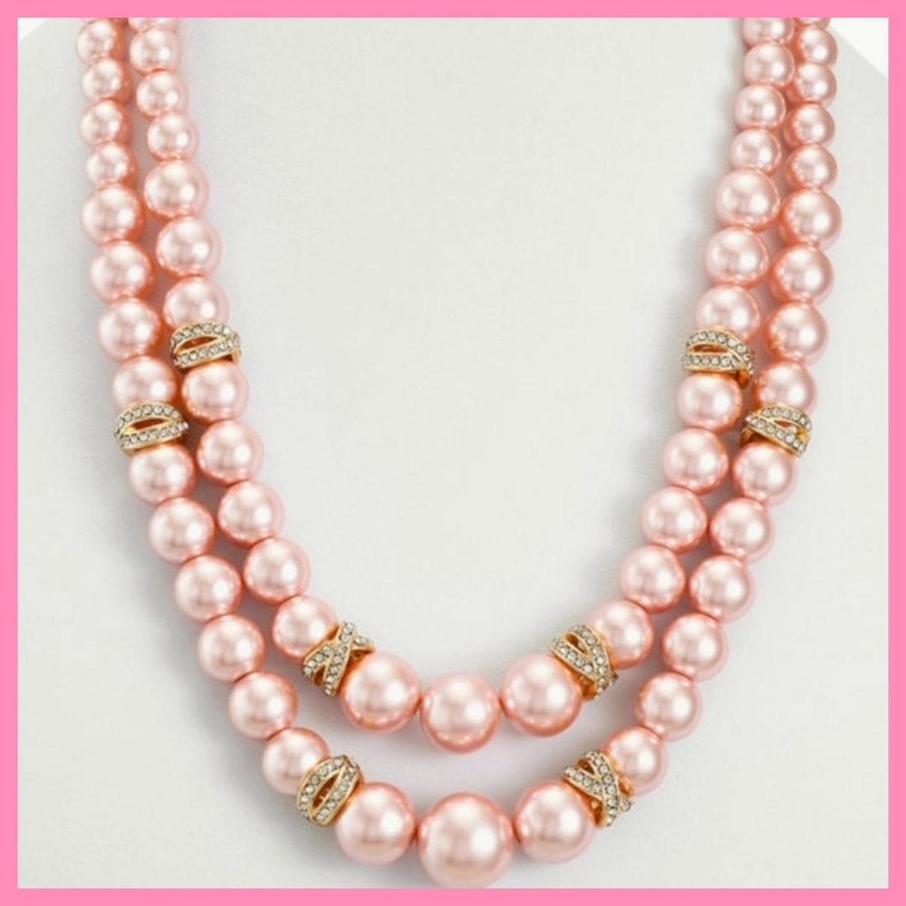🆕️Monet Jewelry Simulated Pearl 20" Strand Necklace Color Pink